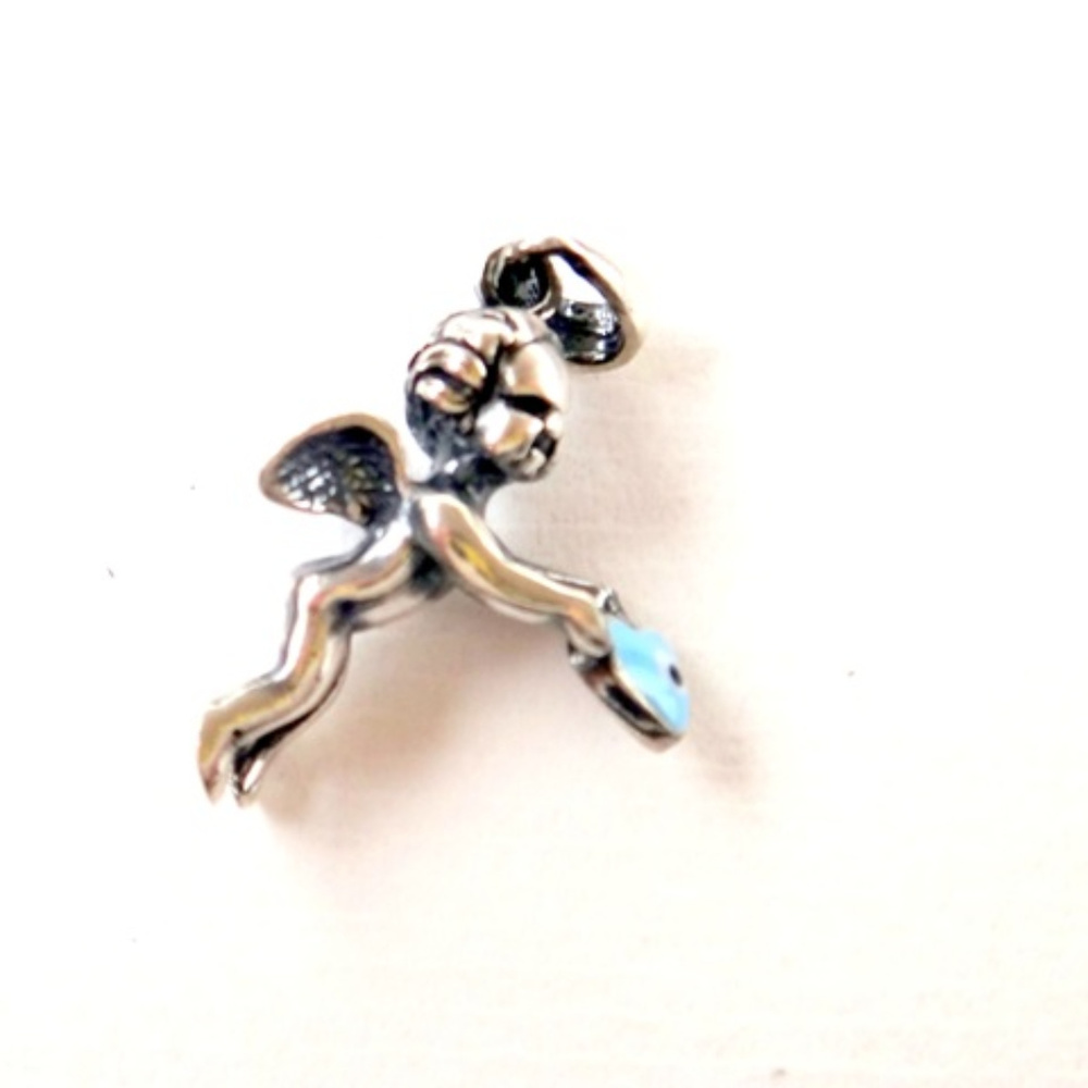 Hand made 925 Silver Angel cherub with heart